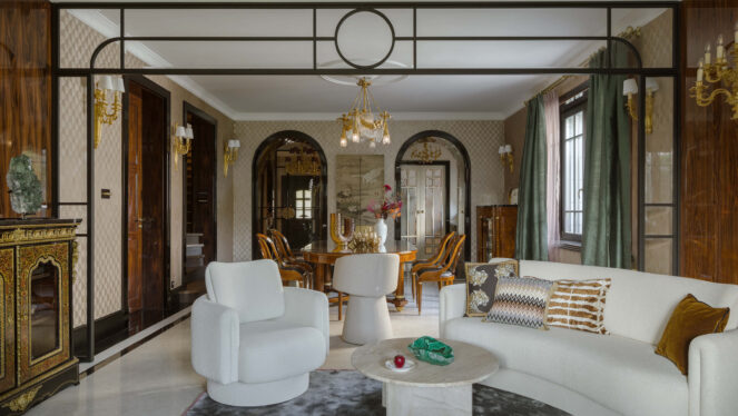 Aranżacja wnętrza z wykorzystaniem kamienia naturalnego Interstone, projekt: Espace Studio i Piotr Płużek Studio, foto: Yassen Hristov, stylizacja: Patrycja Rabińska