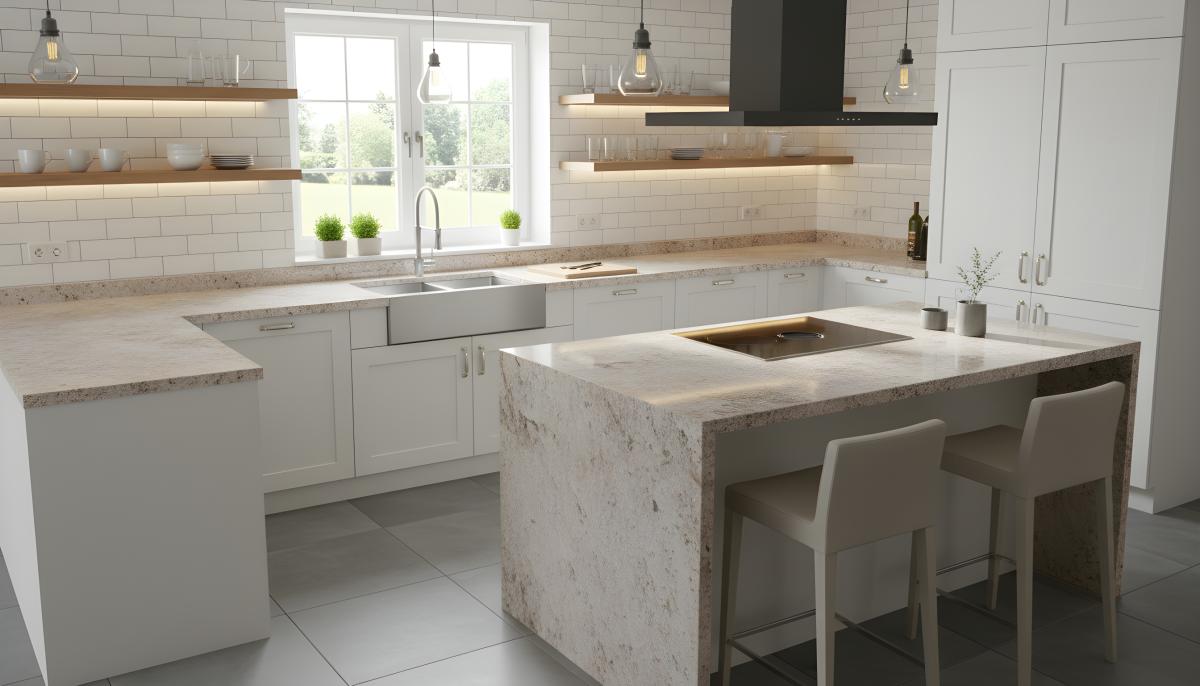 Hiszpański granit z Cáceres o ciepłym odcieniu szarości. Gris Iberico z oferty Interstone to ekonomiczny materiał łączący klasyczny wygląd z wyjątkową trwałością.